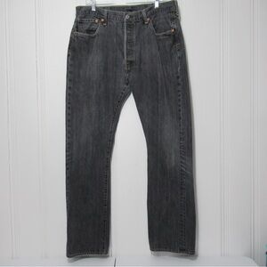 Levi’s 501 Original Fit Straight Leg Denim Jeans Gray Washed Black Size 38